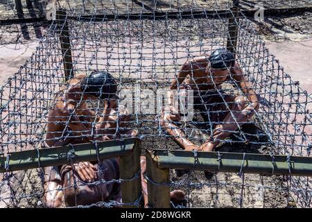 Prisonniers vietnamiens dans Coconut prison Phu Quoc Island Musée de la guerre du Vietnam. Phu Quoc, Vietnam - 17 décembre 2014 Banque D'Images