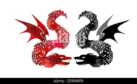 Rouge dragon graphique. Supports mixtes. Illustration vectorielle Illustration de Vecteur