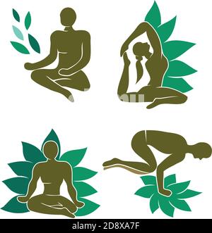 Modèle d'illustration de la méditation du yoga Lotus Spa Illustration de Vecteur