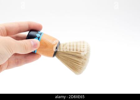 Brosse de maintien à la main pour raser la barbe Banque D'Images