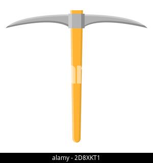 Icône de pioche de dessin animé isolée sur fond blanc. Outil de jardinage. Illustration vectorielle de style dessin animé pour votre conception. Illustration de Vecteur