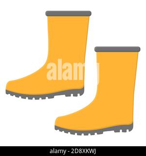 Bottes en caoutchouc jaune isolées sur fond blanc. Illustration vectorielle de style dessin animé pour votre conception. Illustration de Vecteur