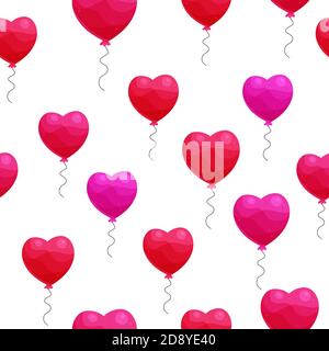 Ballons en forme de coeur dessin animé sans couture Illustration de Vecteur