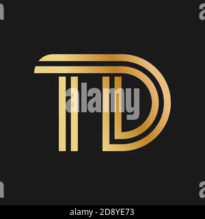 Lettres majuscules T et D. motif fixe dans une teinte dorée pour un logo, une marque ou un logo. Illustration vectorielle Illustration de Vecteur