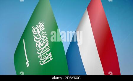 Arabie saoudite et pays-Bas deux drapeaux Banque D'Images