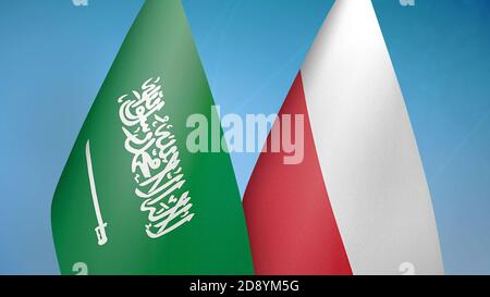 Arabie saoudite et Pologne deux drapeaux Banque D'Images