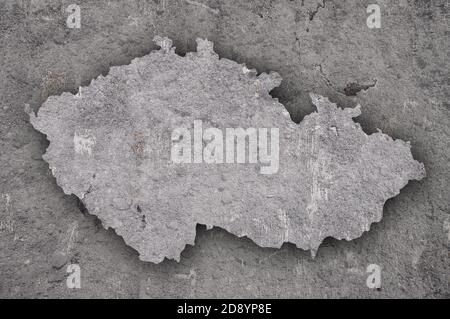 Carte de la République tchèque sur le béton abîmé Banque D'Images