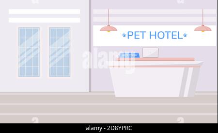 Illustration du vecteur de couleur plat d'un hôtel pour animaux de compagnie Illustration de Vecteur