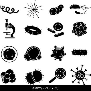 Jeu d'icônes vectorielles de glyphes de bactéries Illustration de Vecteur