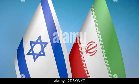 Israël et l’Iran deux drapeaux Banque D'Images