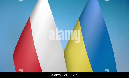 Pologne et Ukraine deux drapeaux Banque D'Images