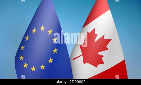 Union européenne et Canada deux drapeaux Banque D'Images