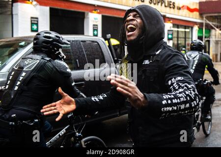 New York, États-Unis. 1er novembre 2020. Les manifestants manifestent lors d'une manifestation contre Trump le 1er novembre 2020 à New York, New York. Photo: Chris Tuite/ImageSPACE crédit: Imagespace/Alamy Live News Banque D'Images