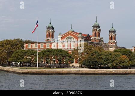 NEW YORK CITY, Etats-Unis, 11 septembre 2017 : les bleus d'Ellis Island Banque D'Images