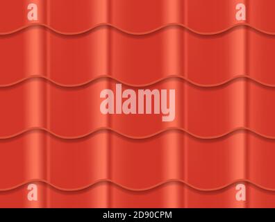 Carreaux de céramique ondulés de toit à motif sans couture pour couvrir la maison illustration vectorielle rouge Illustration de Vecteur