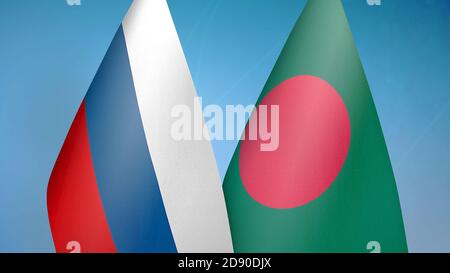 La Russie et le Bangladesh deux drapeaux Banque D'Images