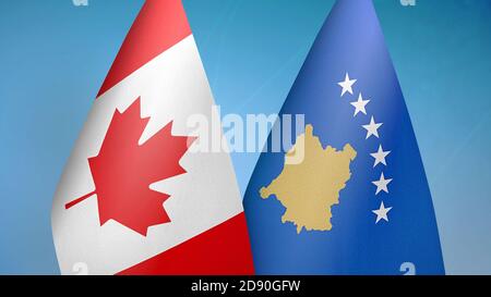 Le Canada et le Kosovo deux drapeaux Banque D'Images