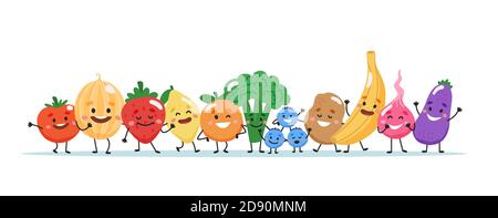 Personnages de fruits et légumes. Illustration vectorielle Illustration de Vecteur