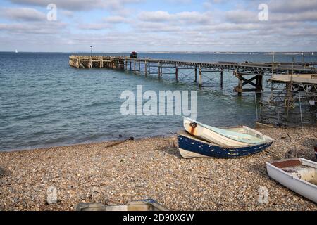 l'ancien quai de totland dans la baie de totland sur le île de wight Banque D'Images