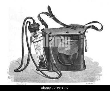 La lampe Ruhmkorff de Jules Verne est une lampe électrique de mineurs. Banque D'Images