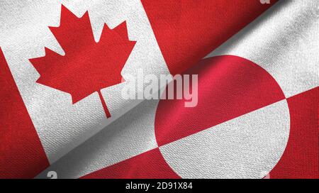 Canada et Groenland deux drapeaux tissu textile, texture de tissu Banque D'Images