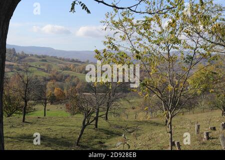 Paysage vallonné d'automne à la montagne Majevica, Bosnie-Herzégovine Banque D'Images