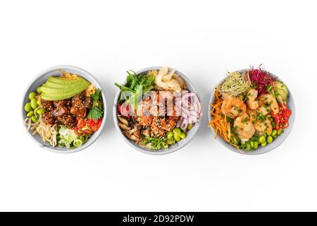 Poke Bowls - plat traditionnel hawaïen Banque D'Images