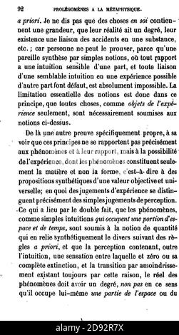 Kant - Prolégomènes - 092. Banque D'Images