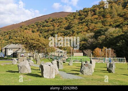 Standing Stone 'map' de Radnorshire, Visitor Center, Elan Valley, Rhayader, Radnorshire, Powys, pays de Galles, Grande-Bretagne, Royaume-Uni, Royaume-Uni, Europe Banque D'Images