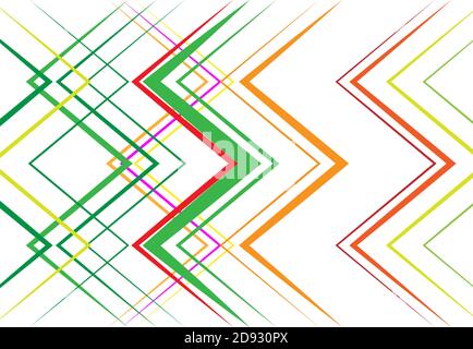 Les lignes ondulées, froissées, ondulées, en zigzag et en croix ne sont pas des motifs géométriques colorés, multicolores, d'arrière-plan, de texture ou de toile de fond Illustration de Vecteur