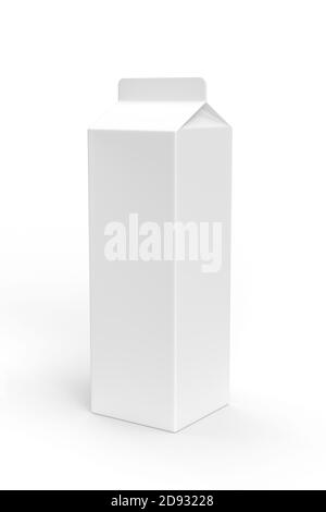 Emballages de lait ou de jus en carton propre isolé Sur fond blanc - maquette d'emballage alimentaire aseptique pour produits laitiers ou boissons - co Banque D'Images