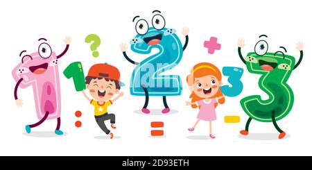 Concept de numéros de dessin animé multicolores Illustration de Vecteur