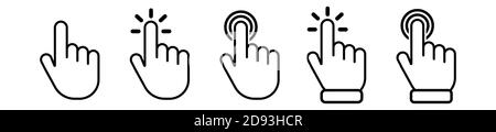 Icônes des curseurs vectoriels de la main cliquez sur définir Illustration de Vecteur