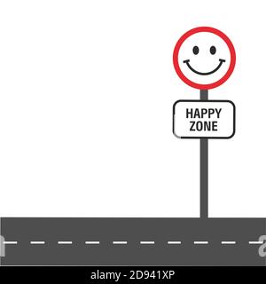 Souriez le panneau de signalisation. Zone heureuse. Illustration vectorielle. Illustration de Vecteur