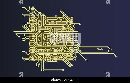 Carte de circuit imprimé sur fond bleu. Illustration de Vecteur