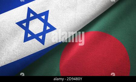 Israël et le Bangladesh deux drapeaux tissu textile, texture de tissu Banque D'Images