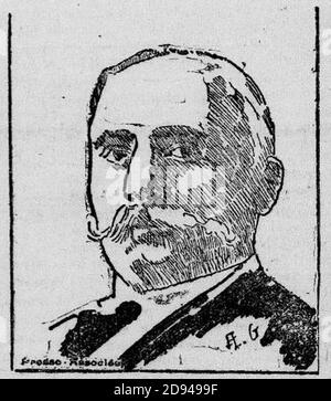 Jules PAMS - Portrait presse associée 1912. Banque D'Images