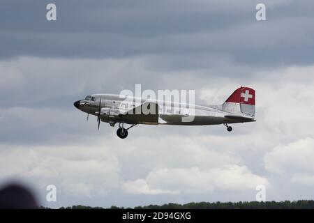 Duxford Air Show 2019 : Swissair Douglas DC3 Banque D'Images