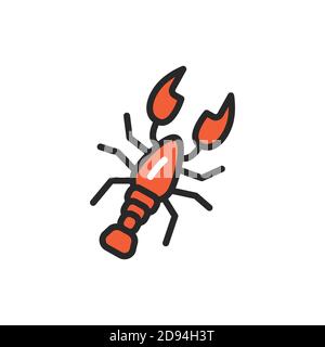 Icône de ligne de couleur de homard. Pictogramme pour page Web, application mobile, Promo. Illustration de Vecteur