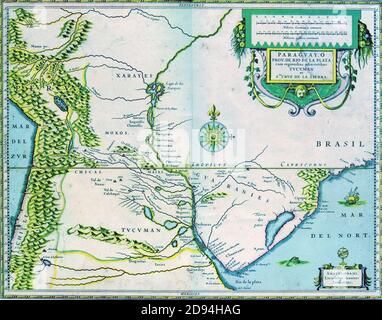 17e siècle plan de la Río de la Plata Banque D'Images