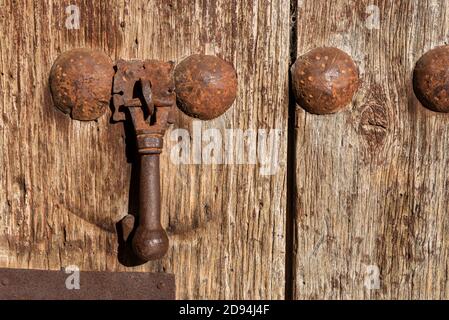 poignée de porte en bois antique Banque D'Images