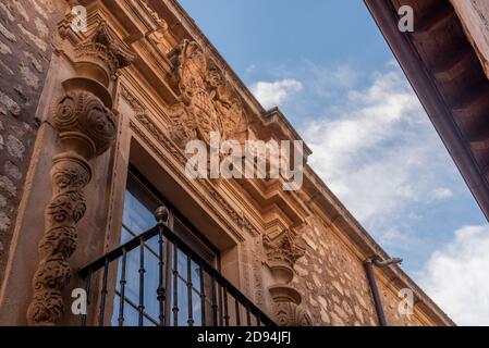 décoration sculptée dans les palais de sepulveda, ségovie, espagne Banque D'Images