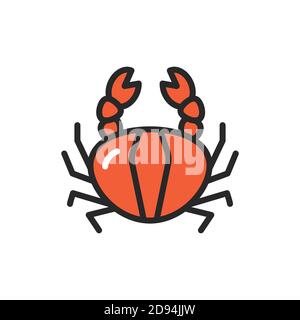 Icône de ligne de couleur de crabe. Pictogramme pour page Web, application mobile, Promo. Illustration de Vecteur