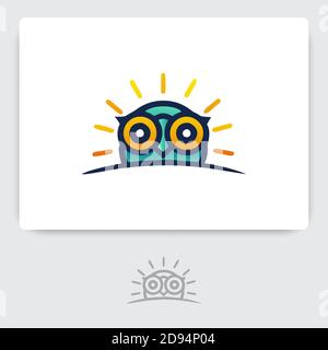 Illustration du logo hibou circulaire. Logo hibou avec logo coloré et style ligne Illustration de Vecteur