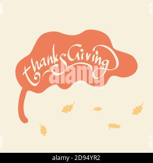 Joyeux jour d'action de grâce avec lettres et illustrations. Cartes de vœux et invitations de Thanksgiving. Illustration vectorielle. Illustration de Vecteur