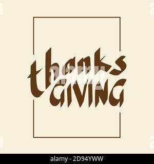 Joyeux jour d'action de grâce avec lettres et illustrations. Cartes de vœux et invitations de Thanksgiving. Illustration vectorielle. Illustration de Vecteur
