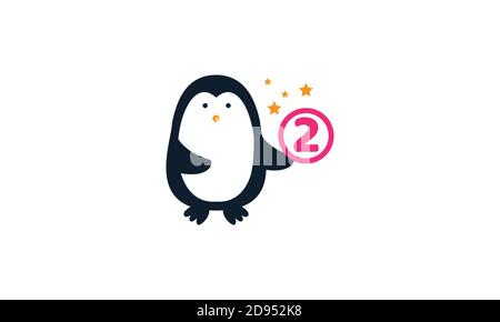 animal oiseau pingouin mignon avec le motif vecteur numéro 2 Illustration de Vecteur