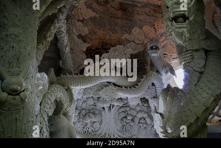 Chiang Rai, Thaïlande - Wat Huai Pla Kang à l'intérieur de la statue de Guan Yin Banque D'Images