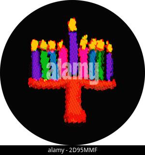 Hanukkah, pixel multicolore. De cercles colorés. Vacances juives Hanukkah. Illustration vectorielle sur un arrière-plan isolé Illustration de Vecteur