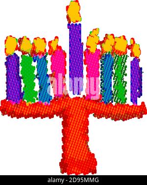 Hanukkah, pixel multicolore. De cercles colorés. Vacances juives Hanukkah. Illustration vectorielle sur un arrière-plan isolé Illustration de Vecteur